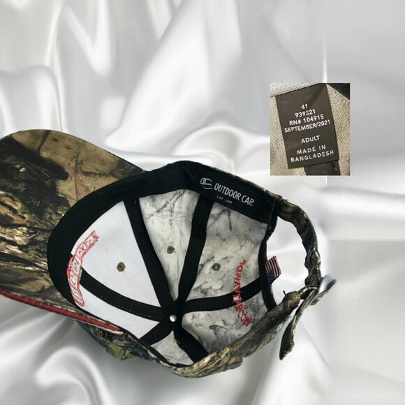 Mossy Oak Camo Baseball Cap JGM Valve Tuck Strap USA Flag - Picture 5 of 8